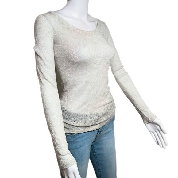 Express Silver Wool Blend Sheer Sweater - Picture 7 of 11